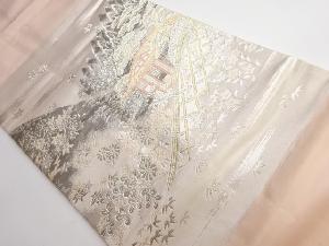 リサイクル　プラチナ二重箔　京名所光悦寺模様織り出し名古屋帯